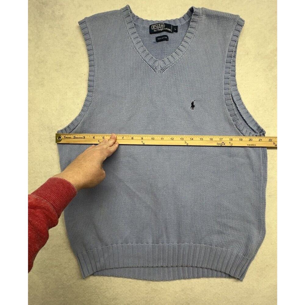 Polo Ralph Lauren Sweater Vest Mens Large Vintage Baby Blue 100% Cotton - Picture 5 of 8